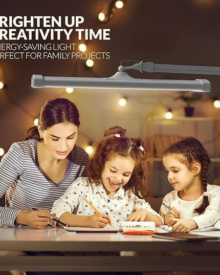 Super Bright 2,300 Lumens Powerful Professional Eye Care LED Desk Lamp, Brightness & Color Temperature Adjustable, Task Light for Home, beauty, Crafting, Office, Workbench (CCT, Dimmable, White) - LeafyLoom