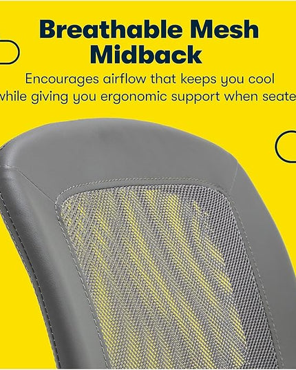 Serta Essential Armless Desk Chair Small TaskChair with Wheels, Breathable Mesh Back, SertaQuality Foam Cushion Seat for Comfort, Functional, Lightweight and Versatile, Task, Gray - LeafyLoom