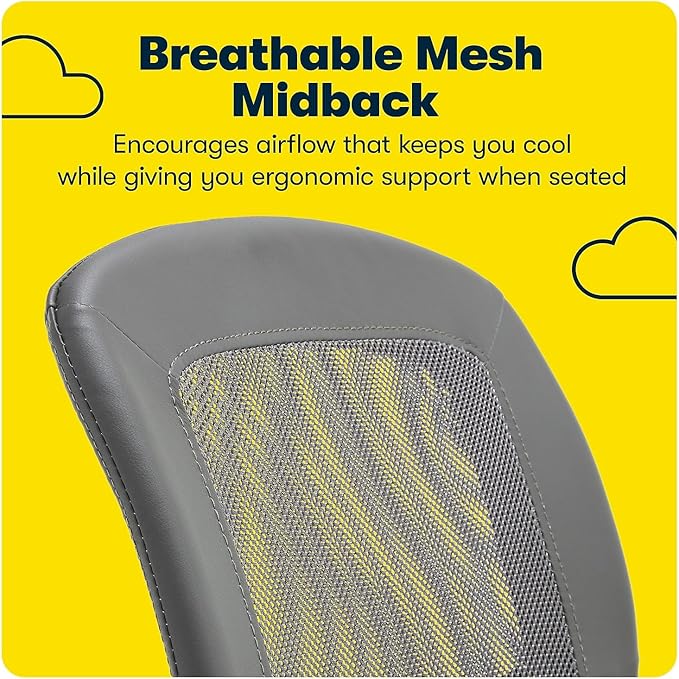Serta Essential Armless Desk Chair Small TaskChair with Wheels, Breathable Mesh Back, SertaQuality Foam Cushion Seat for Comfort, Functional, Lightweight and Versatile, Task, Gray - LeafyLoom