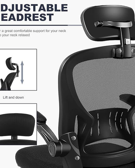 Office Chair Ergonomic Desk Chair Comfort Adjustable Height with Wheels，Lumbar Support Mesh Swivel Computer Home Office Study Task Chair Black (Black, 1Pack) - LeafyLoom