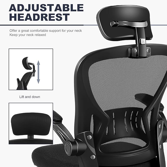 Office Chair Ergonomic Desk Chair Comfort Adjustable Height with Wheels，Lumbar Support Mesh Swivel Computer Home Office Study Task Chair Black (Black, 1Pack) - LeafyLoom