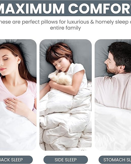 Utopia Bedding Bed Pillows for Sleeping (Grey), King Size, Set of 2, Hotel Pillows, Cooling Pillows for Side, Back or Stomach Sleepers - LeafyLoom