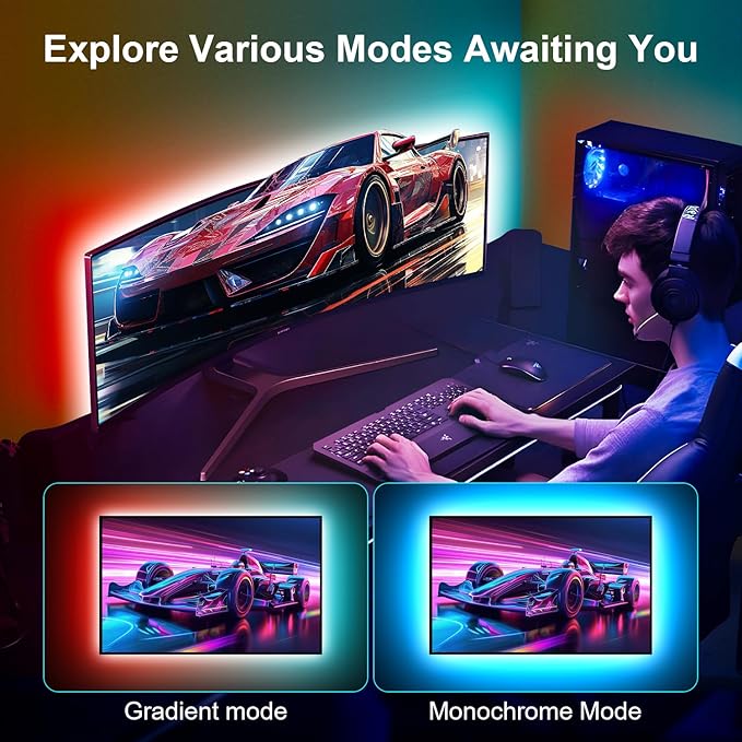 Nexillumi LED Lights for TV, 13.2ft TV LED Backlight for 32-65 Inch, RGB LED Strip Lights Behind TV, APP Remote Control Music Sync TV Led Lights for Bedroom Nexillumi