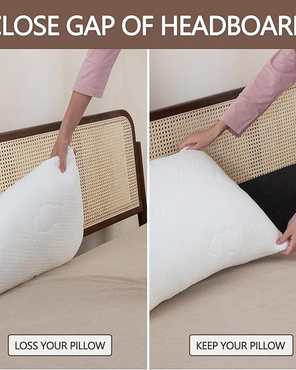 Bed Wedge Pillow,Headboard Pillow,Mattress Wedge,Close The Gap (0-8") Between Your Mattress and Headboard,Bed Gap Filler (Grey, Full) - LeafyLoom