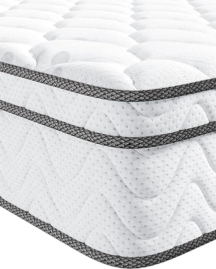 Vesgantti 12 Inch Multilayer Hybrid Twin XL Mattress - Multiple Sizes & Styles Available, Ergonomic Design with Breathable Foam and Pocket Spring/Medium Plush Feel - LeafyLoom