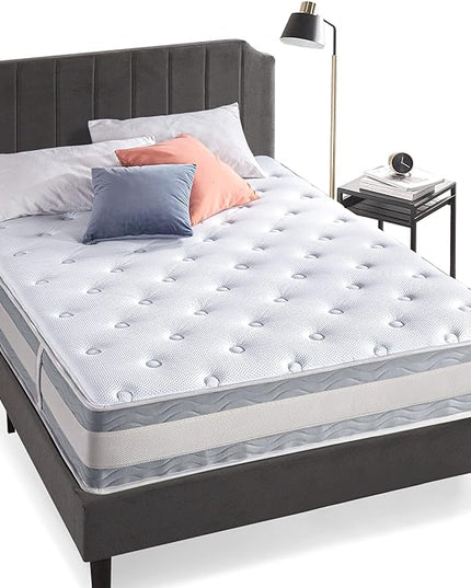 ZINUS 12 Inch Green Tea Cooling Gel Memory Foam Hybrid Mattress, Queen, Pocket Innersprings for Motion Isolation, Mattress in A Box - LeafyLoom