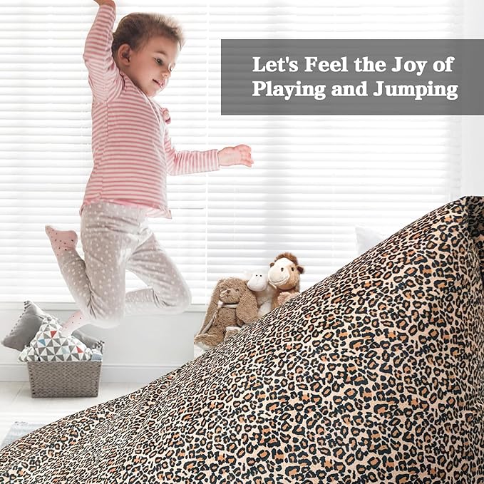 Jorbest Stuffed Animal Storage Bean Bag Chair Cover for Kids and Adults, Bean Bag Stuffed Animal Storage, Luxury Velvet Leopard Print Bean Bag Covers Only without Filling, (200L/52 Gal) - LeafyLoom