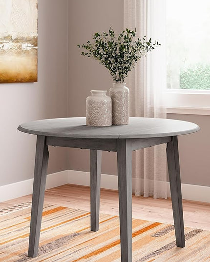 Signature Design by Ashley Shullden Casual Round Dining Small Drop Leaf Table, Seats up to 4, Gray - LeafyLoom