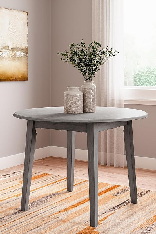 Signature Design by Ashley Shullden Casual Round Dining Small Drop Leaf Table, Seats up to 4, Gray - LeafyLoom