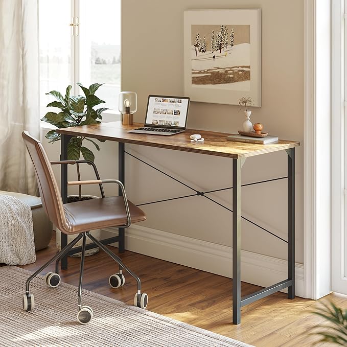 CubiCubi Computer Desk, 40 inch Home Office Small Desk, Modern Simple Style PC Table for Home, Office, Study, Writing, Vintage Brown - LeafyLoom