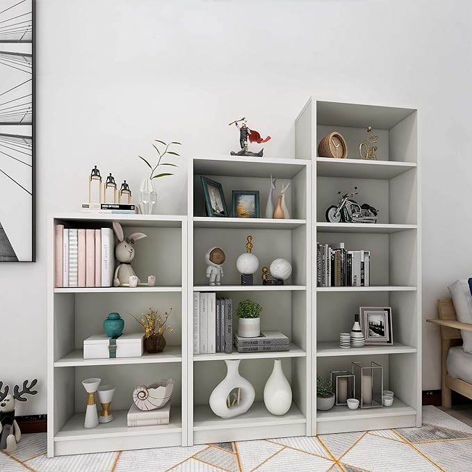 5 Shelf Wood Bookcase Freestanding Display Shelf Adjustable Layers Bookshelf for Home Office Library Small Narrow Space (White, 5-Layers,24.4W x 11.6D x 68.9H inch) - LeafyLoom