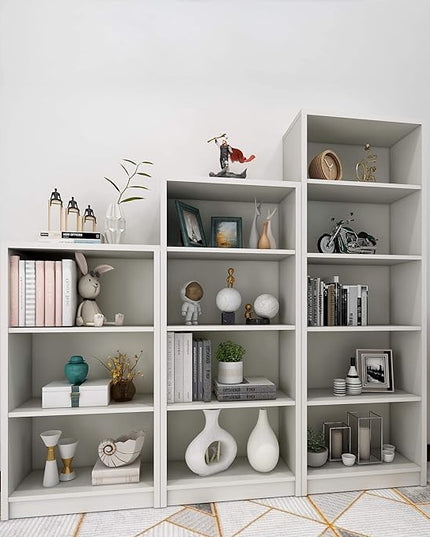 3 Shelf Wood Bookcase Freestanding Display Shelf Adjustable Layers Bookshelf for Home Office Library Small Narrow Space(White, 3-Layers,24.4W x 11.6D x 44.1H inch) - LeafyLoom