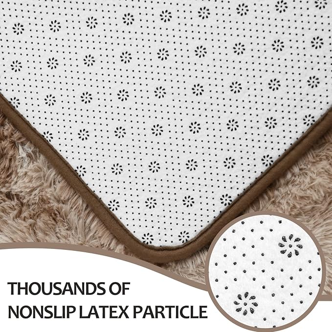 4x6 Large Area Rugs for Living Room, Super Soft Fluffy Modern Bedroom Rug, Tie-Dyed Brown Indoor Shag Fuzzy Carpets for Girls Kids Nursery Room Home Decor - LeafyLoom