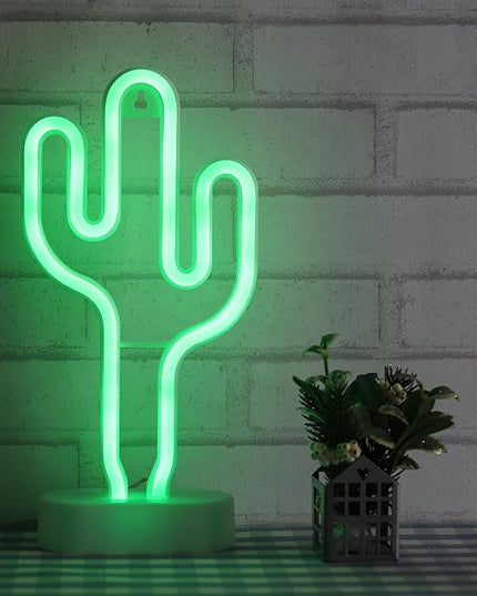 Cactus Neon Light Wall Decor Neon Signs for Bedroom Kids Battery and USB Powered Night Light Home Decoration (NECAC) - LeafyLoom