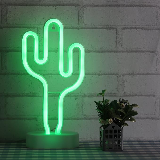 Cactus Neon Light Wall Decor Neon Signs for Bedroom Kids Battery and USB Powered Night Light Home Decoration (NECAC) - LeafyLoom