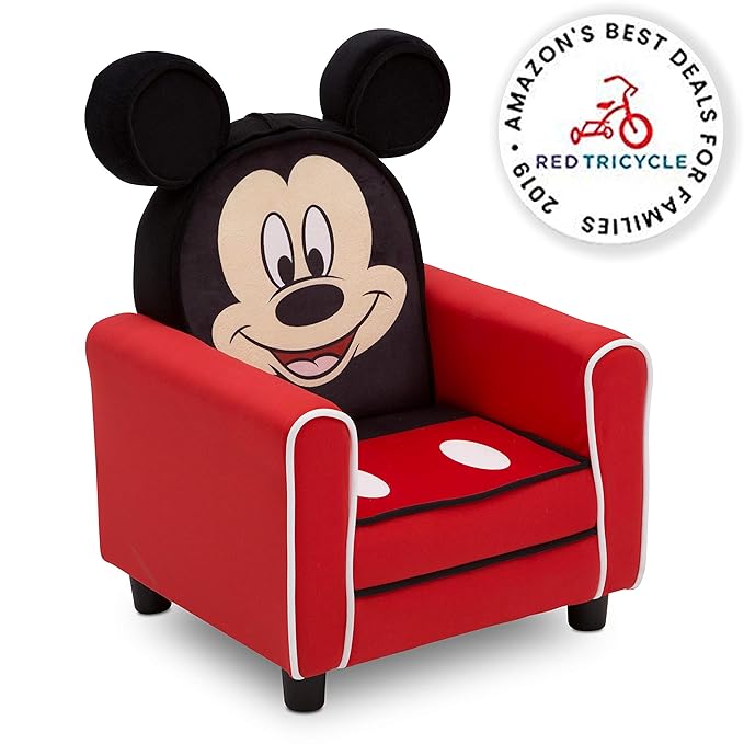 Delta Children Figural Upholstered Kids Chair, Wood ,Disney Mickey Mouse - LeafyLoom