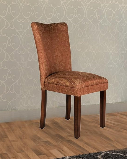 Homepop Home Decor |K1136-F765 | Classic Upholstered Parsons Dining Chair | Single Accent Dining Chair, Red & Gold Damask - LeafyLoom
