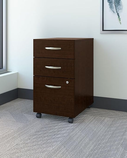 Bush Business Furniture Series C 3 Drawer Mobile File Cabinet in Mocha Cherry - Assembled - LeafyLoom