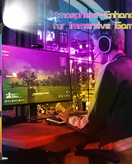 Music Sync Corner Floor Lamp with App/Remote Control, 53" RGB+IC+Warm White LED Corner Lamp for Reading, Gaming, LED Floor Lamp with Timer, Color Changing Corner Light for Bedroom - LeafyLoom