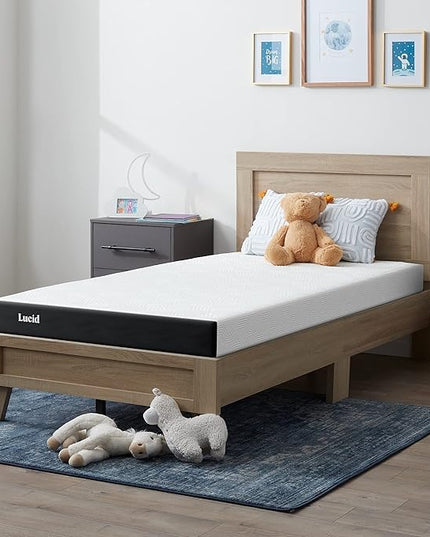 Lucid 5 Inch Gel Memory Foam Mattress - Firm Feel - Gel Infusion - Memory Foam Infused with Bamboo Charcoal - Breathable Cover - Queen - LeafyLoom