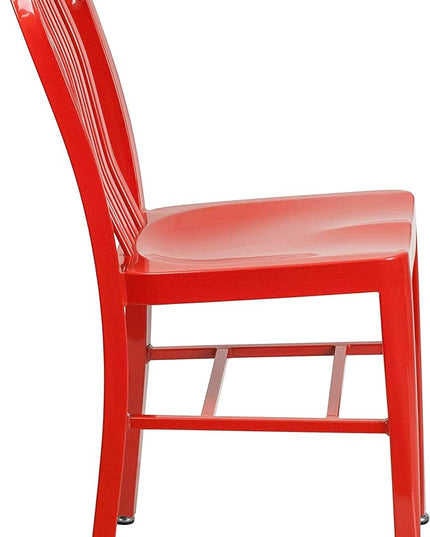 Flash Furniture Gael Indoor/Outdoor Modern Metal Dining Chairs, Commercial-Grade Galvanized Steel Restaurant Chairs, Set of 2, Red - LeafyLoom