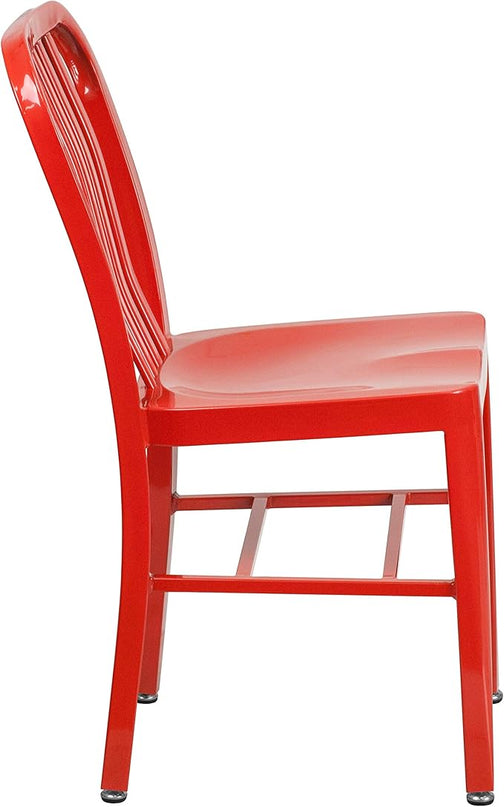 Flash Furniture Gael Indoor/Outdoor Modern Metal Dining Chairs, Commercial-Grade Galvanized Steel Restaurant Chairs, Set of 2, Red - LeafyLoom