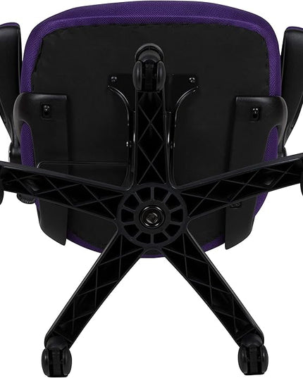 Flash Furniture Porter High-Back Swivel Office Chair with Adjustable Lumbar Support and Seat Height, Ergonomic Mesh Desk Chair with Flip-Up Armrests, Purple/Black - LeafyLoom