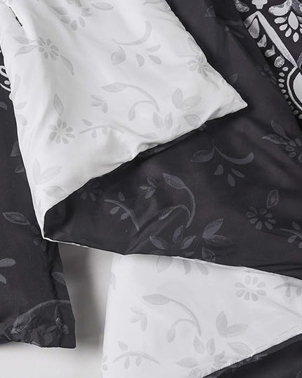 Comfort Spaces Bed in A Bag - Trendy Casual Design Cozy Comforter with Complete Sheet Set with Side Pocket, All Season Cover, Matching Shams, Queen(90"x90"), Ava Medallion Black 9 Piece - LeafyLoom