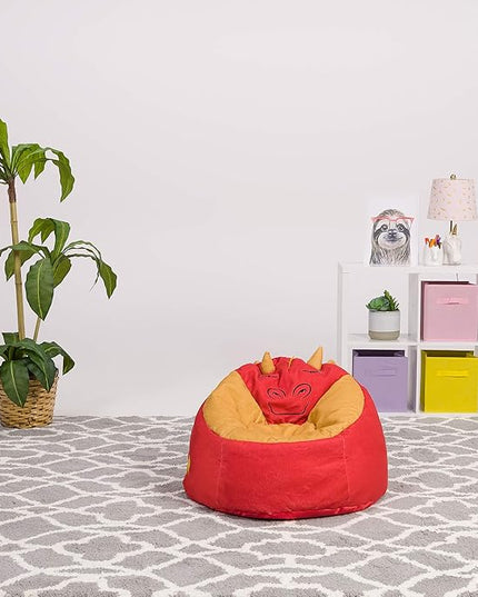 Posh Creations Cute Soft and Comfy Bean Bag Chair for Kids, Large, Animal - Red Dragon - LeafyLoom