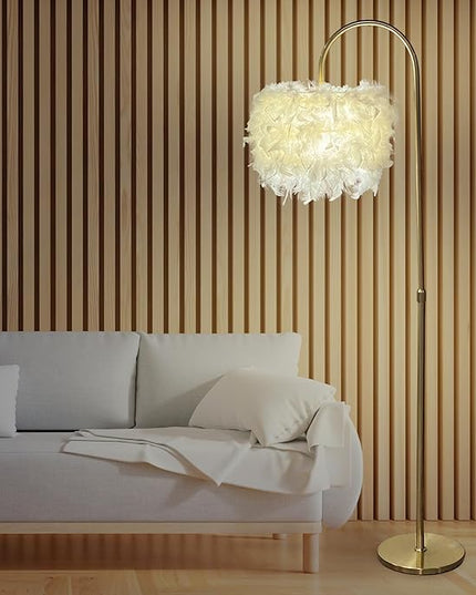 White Feather Floor Lamp 3 Color Temperature includes LED Bulb Simple Modern Curved Floor Lamp for Living Room Bedroom Office - LeafyLoom