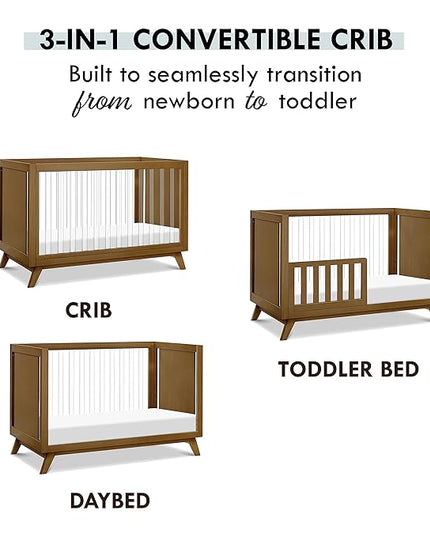 DaVinci Otto 3-in-1 Convertible Crib in Walnut with Acrylic Slats, Greenguard Gold Certified - LeafyLoom