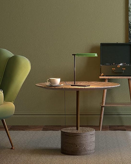 Modern LED Banker Lamp, Vintage Green Lampshade LED Desk Lamp,Office Home Decor Desk Light, with Touch Switch and Wireless Charging Function, for Study, Library, Bedroom - LeafyLoom