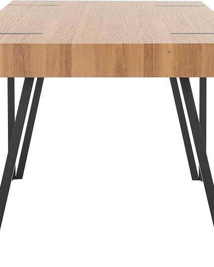 SAFAVIEH Home Collection Alyssa Mid-Century Rustic Industrial Brown Dining Room Table DTB7000D, 0, Natural/Black - LeafyLoom