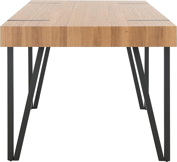 SAFAVIEH Home Collection Alyssa Mid-Century Rustic Industrial Brown Dining Room Table DTB7000D, 0, Natural/Black - LeafyLoom