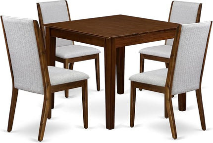 East West Furniture OXLA5-AWA-05 Oxford 5 Piece Dining Set Includes a Square Kitchen Table and 4 Parson Chairs, 36x36 Inch - LeafyLoom