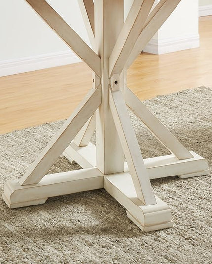 SEI Furniture Barrisdale Modern Farmhouse Dining Table, Antique White, Whiskey Maple - LeafyLoom