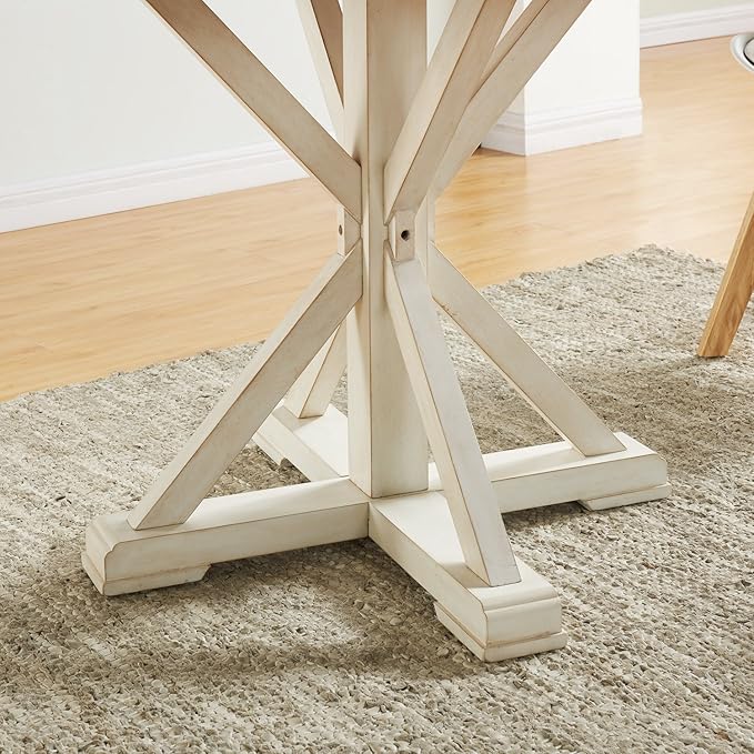 SEI Furniture Barrisdale Modern Farmhouse Dining Table, Antique White, Whiskey Maple - LeafyLoom