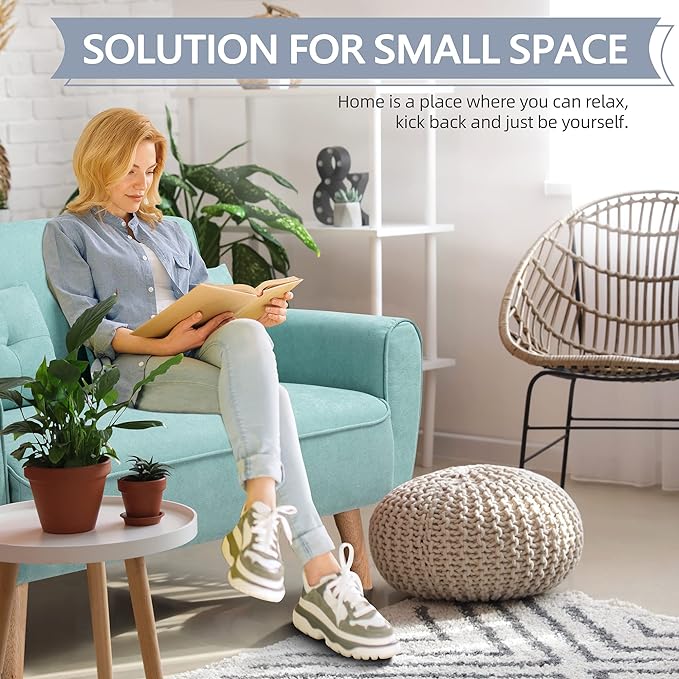 Shintenchi 47" Loveseat Wood Sofa, Green, Simple Assembly - LeafyLoom