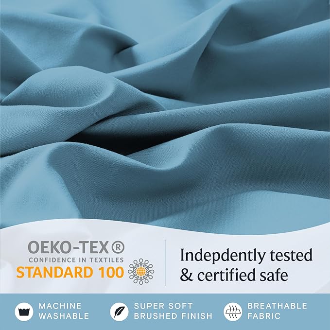 LuxClub Twin Sheets - Soft Twin Bed Sheets for-Boys-and-Girls-4 PC Deep Pockets 18" Eco Friendly Wrinkle Free-Kids-Fitted Sheets Machine Washable Hotel Bedding Silky Soft - Light Blue Twin - LeafyLoom