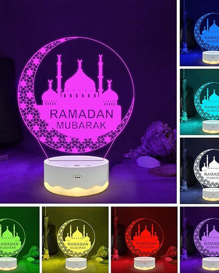 Ramadan Mubarak Decorations for Home, Islam Eid Ramadan Light LED with Remote 16 Color Flashing, Ramadan Gifts for Home Bedroom Decor Believers Family Friends Muslims - LeafyLoom