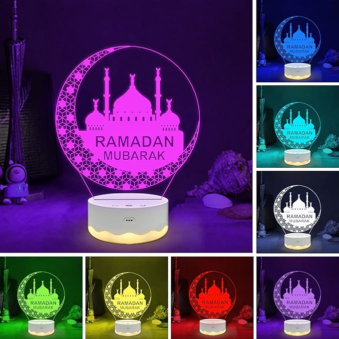 Ramadan Mubarak Decorations for Home, Islam Eid Ramadan Light LED with Remote 16 Color Flashing, Ramadan Gifts for Home Bedroom Decor Believers Family Friends Muslims - LeafyLoom