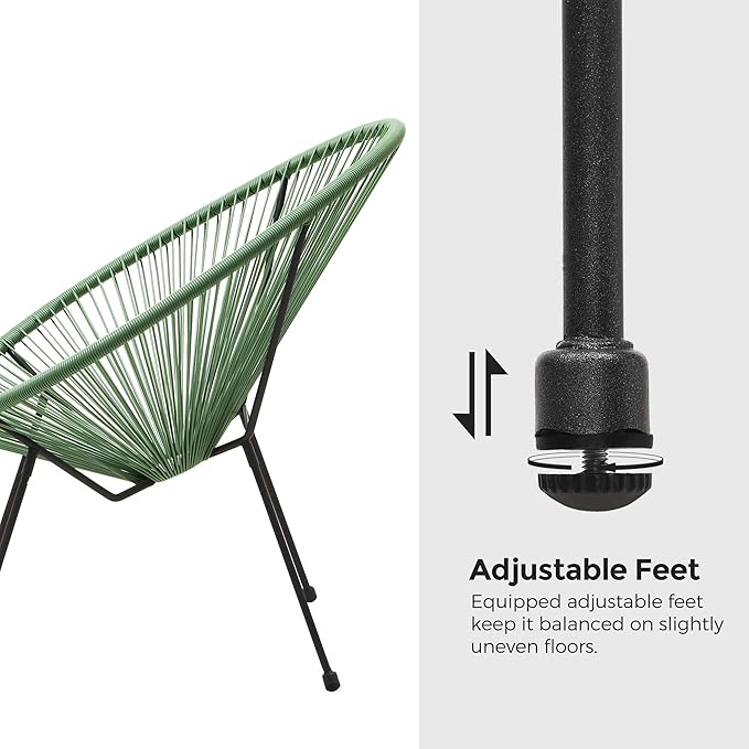 SONGMICS 3-Piece Outdoor Seating Acapulco Chair, Modern Patio Furniture Set, Glass Top Table and 2 Chairs, Indoor and Outdoor Conversation Bistro Set, Light Green UGGF011C01 - LeafyLoom