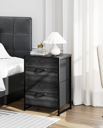 Nicehill Nightstand, Small Dresser, Bedside Furniture, Night Stand End Table with Storage Drawers for Bedroom, Black Wood Grain - LeafyLoom