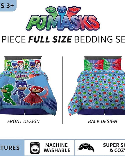 Franco Kids Bedding Super Soft Comforter and Sheet Set, 5 Piece Full Size, PJ Masks - LeafyLoom