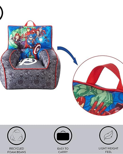 Idea Nuova Marvel Avengers Toddler Nylon Bean Bag Chair with Piping & Top Carry Handle, Large - LeafyLoom