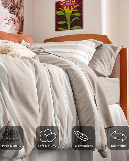 Bedsure Twin XL Comforter Set, Extra Long 5 Pieces Light Camel Twin XL Bedding Sets, All Season Dorm Room Essentials with 1 Pillow Sham, Flat Sheet, Fitted Sheet and 1 Pillowcase - LeafyLoom