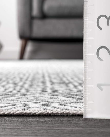 nuLOOM Abstract Tribal Machine Washable Ultra Thin Area Rug, 4x6, Grey - LeafyLoom