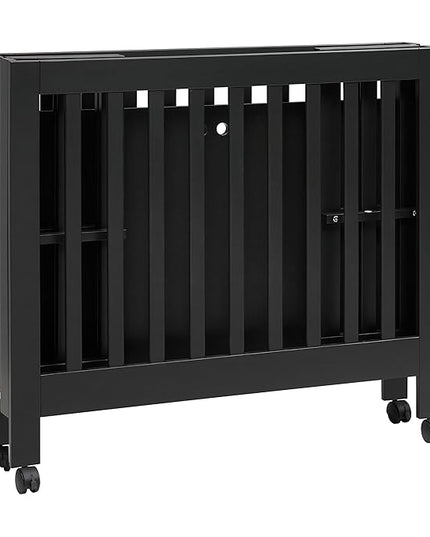 Babyletto Origami Mini Portable Folding Crib with Wheels in Black, 2 Adjustable Mattress Positions, Greenguard Gold Certified - LeafyLoom