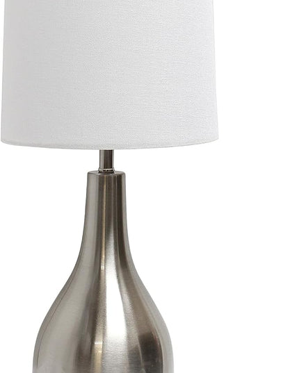 Simple Designs LT3303-BSN 1 Light Tear Drop Table Lamp, Brushed Nickel, 7 x 7 x 19.5 - LeafyLoom
