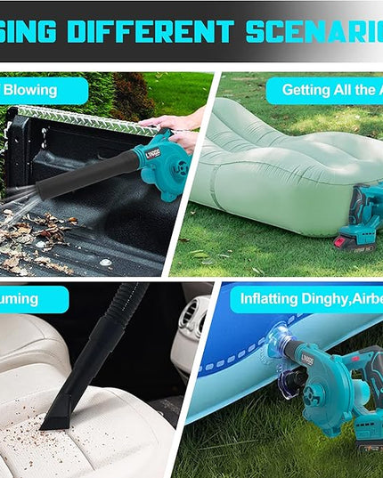 Cordless Leaf Blower for Makita 18V Battery,Electric Jobsite Air Blower with Brushless Motor,6 Variable Speed Up to 180MPH,2-in-1 Handle Electric Blower and Vacuum Cleaner(Only Tools) - LeafyLoom